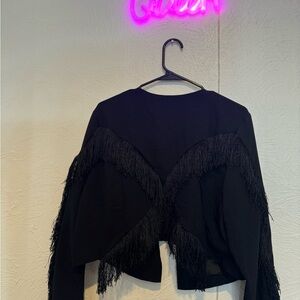 Plus fringe crop jacket